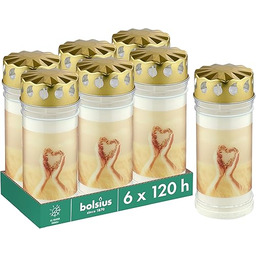 Bolsius Znicz Świeca Pamiątkowa, Biały, 6 Sztuk