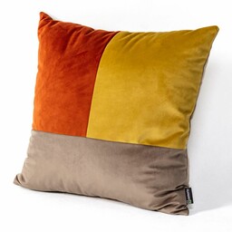 Poduszka Patchwork kwadratowa yellow copper beige, 42 x