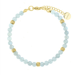 Damska bransoletka z niebieskim akwamarynem złote wykończenie stal