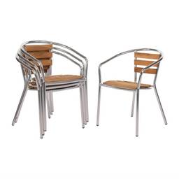 Bolero Krzesło aluminiowe sztaplowane, brązowe, do użytku zewnętrznego