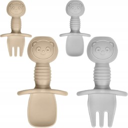 Silikonowe Miękkie Łyżeczki Widelce dla Niemowląt Nauka Jedzenia