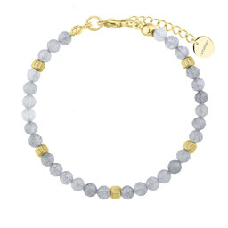 Damska bransoletka z szarym labradorytem złote wykończenie stal