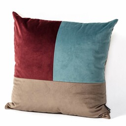Poduszka Patchwork kwadratowa beige chocolate blue, 42 x