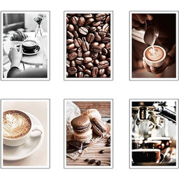 DKORARTE Zestaw 6 drewnianych obrazów do dekoracji salonu,