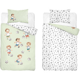 Pościel bawełniana dwustronna zielona w dzieci piłki PPG-140