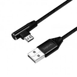LogiLink micro USB w oplocie 1.0m kątowy czarny