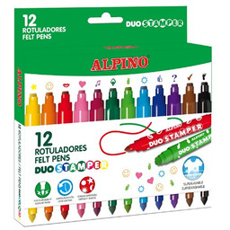 Flamastry Alpino dwustronne DUO STEMPELKI 12szt.