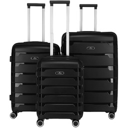 Zestaw walizek w czarnym kolorze wykonanych z polipropylenu