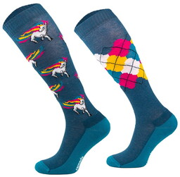 Skarpetki MONDO-CALZA Colorful Unicorns niebieskie, rozmiar: M