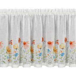 Eurofirany Zazdrostka 60x150 Nati biała czerwona kwiaty zdobiona