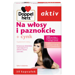 DOPPELHERZ AKTIV Na włosy i paznokcie+cynk, 30 kapsułek