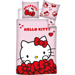 Dwustronna Różowa Pościel Hello Kitty 140x200 Torba