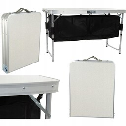 Stolik Turystyczny Składany Kempingowy 120X47X70/62/54CM Z Szafą 33X30X36CM