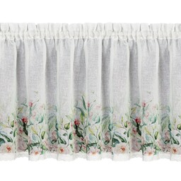 Eurofirany Zazdrostka 60x150 Estera biała zielona liście zdobiona