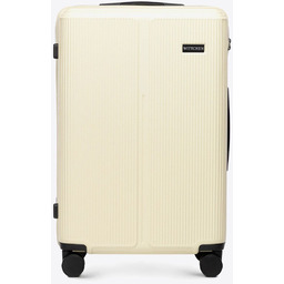 Średnia walizka z ABS-u w drobne paski kremowa