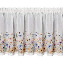 Eurofirany Zazdrostka 60x150 Estera biała fioletowa kwiaty zdobiona