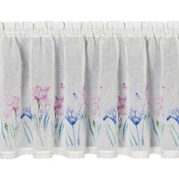 Eurofirany Zazdrostka 60x150 Dolorez biała fioletowa kwiaty zdobiona