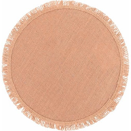 38 cm okrągła podkładka z juty, haftowana krawędź