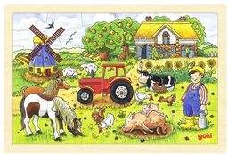 Farma pełna zwierząt, puzzle drewniane, goki