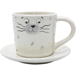 Dekohelden24 Porcelanowy kubek do kawy, filiżanka ze spodkiem/talerzem