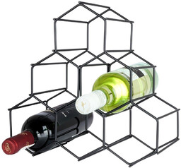 Stojak na wino metalowy czarny 6 butelek 29,5x28,5