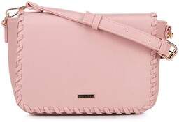 Damska crossbody z obszytą klapą różowa