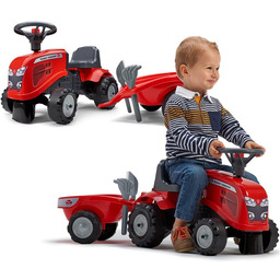 FALK Traktorek Baby Massey Ferguson Czerwony z Przyczepką