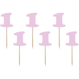 Pikery na roczek jedyneczki różowe - 6 szt.