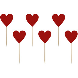 Pikery na tort Serca - 6 szt.