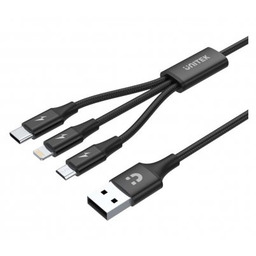 Unitek 3w1 microUSB/Lightning/USB-C 1.2m czarny