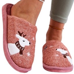 Kapcie Cieple Lekkie Damskie z Reniferem Motyw Zimowy