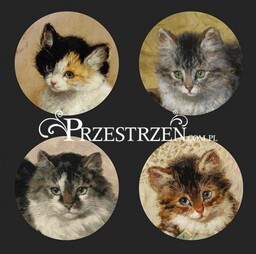 MAŁE PODSTAWKI SZKLANE NA STÓŁ - KOTY Henriette