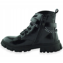 Dziecięce lakierowane buty na zimę trapery dla dziewczynki