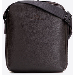 Skórzana listonoszka męska z szerokim otwarciem brązowa