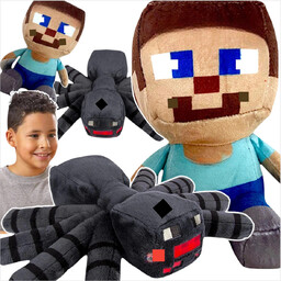 MINECRAFT - ZESTAW PLUSZOWYCH MASKOTEK 2w1 JEŻDŻACY STEVE