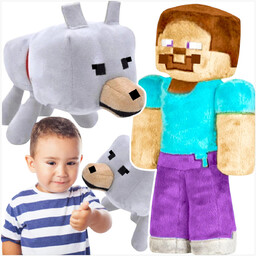 MINECRAFT - ZESTAW PLUSZOWYCH MASKOTEK 2w1 STEVE PIES