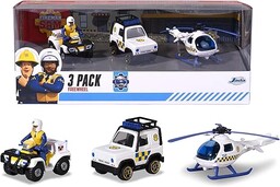 Strażak Sam 203092006 Zestaw 3-pack metalowych policyjnych pojazdów