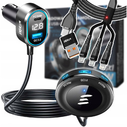 Przedłużacz Samochodowy Ładowarka 98W 5 Portów Usb