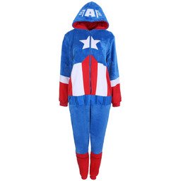 Biało-czerwono-niebieska piżama jednoczęściowa Kapitan Ameryka Marvel XS-S