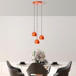 Stylowy pomarańczowy żyrandol, metalowy korpus, średnica 45 cm,