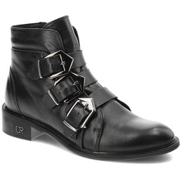 Czarne Botki Carinii Carinii Eleganckie Skórzane Buty Damskie