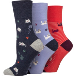 Gentle Grip 3PACK Skarpety Bawełniane Damskie CAT PERSON