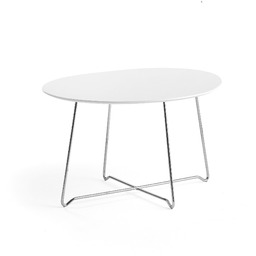 Stolik kawowy IRIS, asymetryczny, 510 mm, chrom, biały