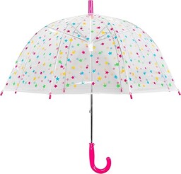 Parasol, dzwonek, kopułka, różowy z kolorowymi kropkami,