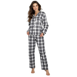 Flanelowa piżama Stay Warm czarno-biała