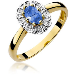 Złoty pierścionek Tanzanit 0,40ct żółte złoto pr. 585
