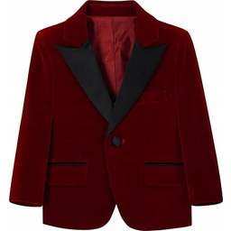 Dziecięca Marynarka z Aksamitu, Jednorzędowa, Krój Slim Fit,