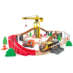 Drewniana Kolejka Plac Budowy Z Żurawiem