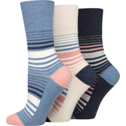Gentle Grip 3Pak Damskie skarpetki w paski Gradient,