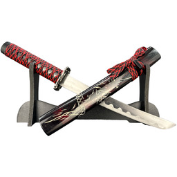 Japoński Sztylet Tanto Stalowy z Pochwą Drewnianą